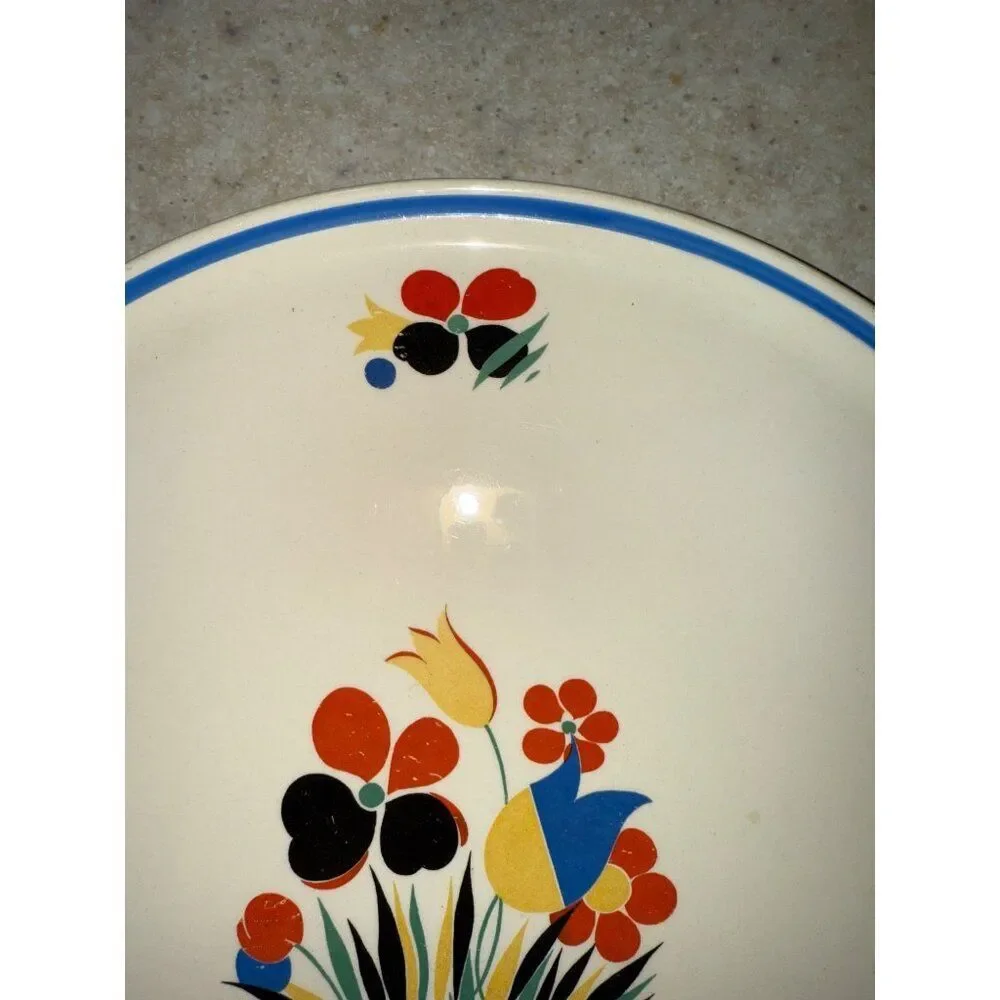 Vintage Universal‎ Potteries Inc. Circus Round Platter 1940’s Floral Cake Plate